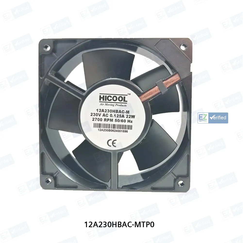 HICOOL Compact All Metal (AC) Axial Cooling Fan 100 mm (4 Inch), Black, Square Metal Housing, Ball Bearing, 230V AC, 50/60 Hz, 17/15 W, 2700/3100 RPM, with Connector Blocks, Tray Packing