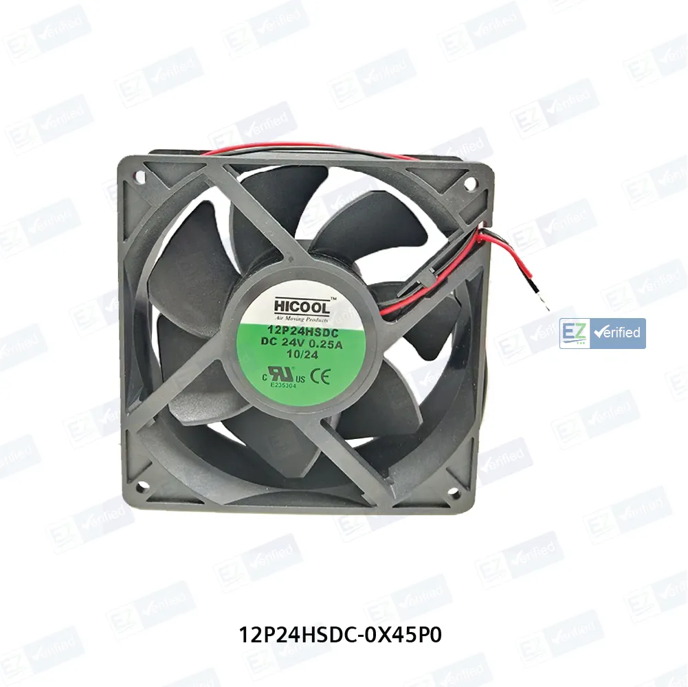 HICOOL Compact (DC) Axial Cooling Fan 100 mm (4 Inch), Black, Square Plastic Housing, Sleeve Bearing, 24V DC, 6 W, 2700 RPM, with Lead Wires, Tray Packing