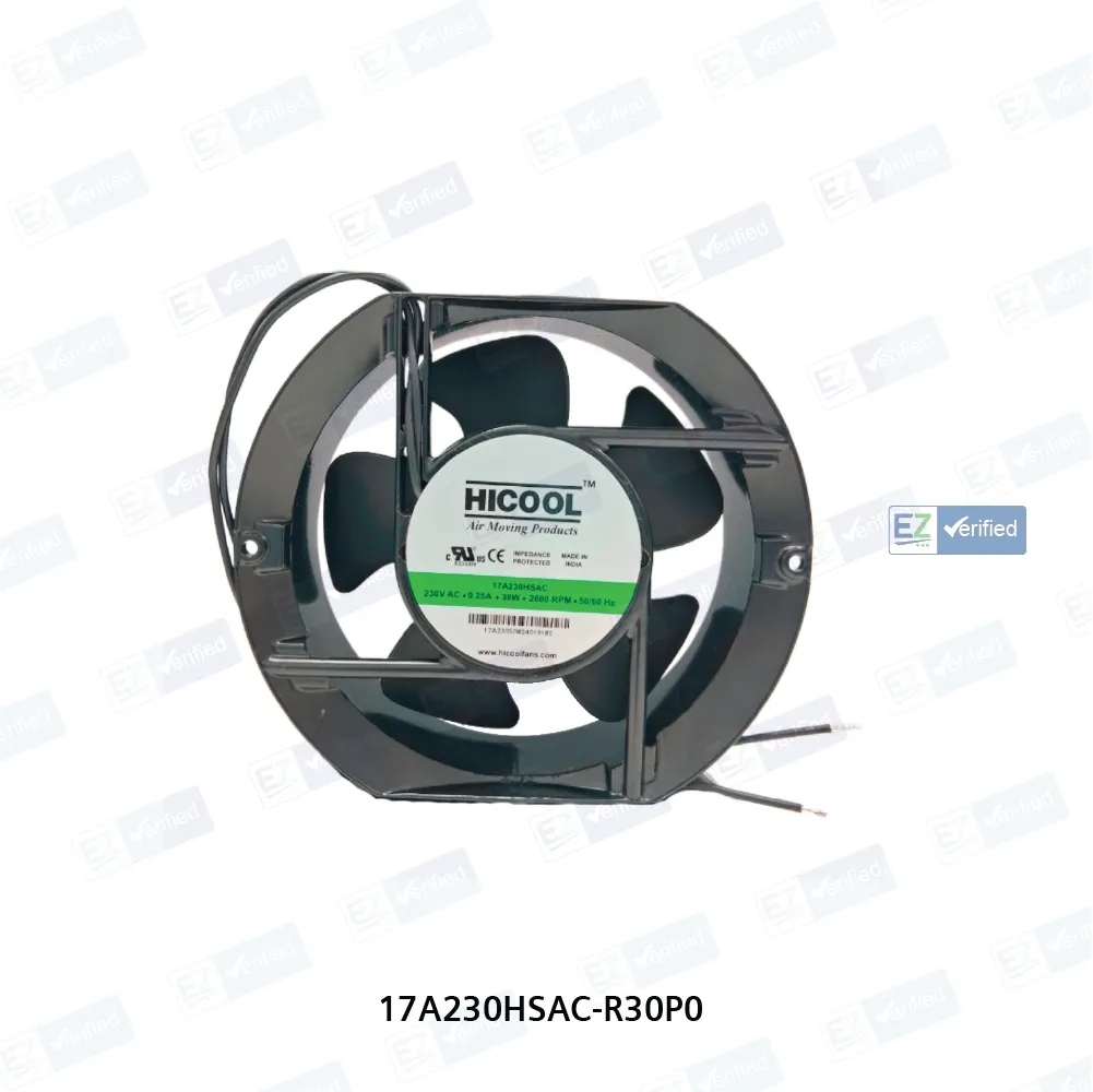 HICOOL Compact (AC) Axial Cooling Fan 150 mm (6 Inch), Black, Round Metal Housing, Sleeve Bearing, 230V AC, 50/60 Hz, 38/37 W, 2600/2750 RPM, with Lead Wires, Tray Packing