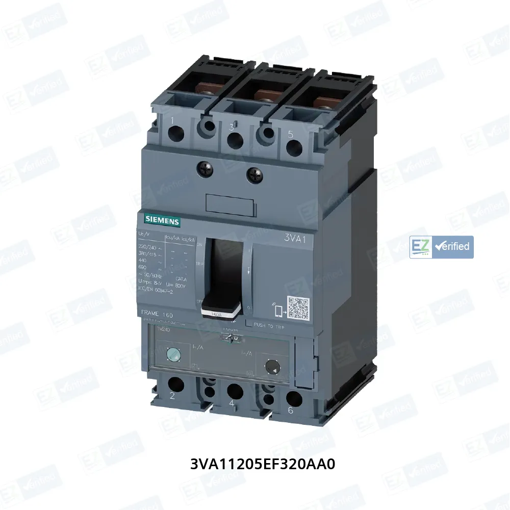 Siemens 3VA 3VA11205EF320AA0 MCCB 20 Amp 3 Pole 55 kA Adjustable Thermal Adjustable Magnetic (ATAM)