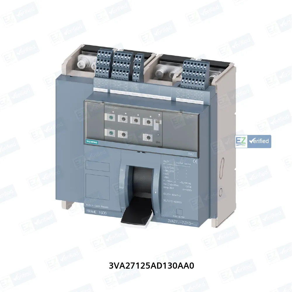 Siemens 3VA 3VA27125AD130AA0 MCCB 1250 Amp 4 Pole 55 kA Electronic / Microprocessor