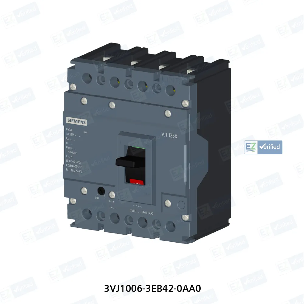 Siemens Sinova 3VJ1 MCCB 63 A, 4 Pole, 25 kA, Adjustable Overload & Fixed Short Circuit Settings, Thermal Magnetic Trip Unit (ATFM)