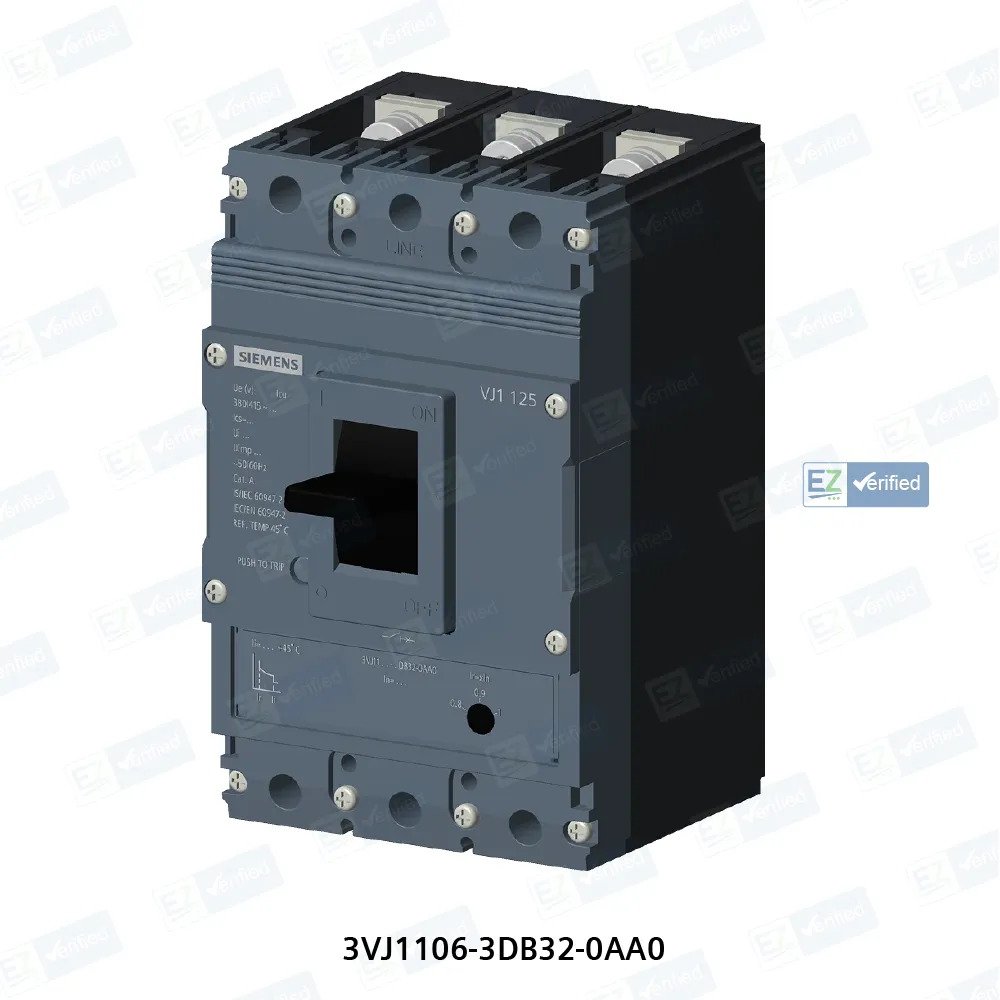 Siemens Sinova 3VJ11 MCCB 63 A, 3 Pole, 25 kA, Adjustable Overload & Fixed Short Circuit Settings, Thermal Magnetic Trip Unit (ATFM)