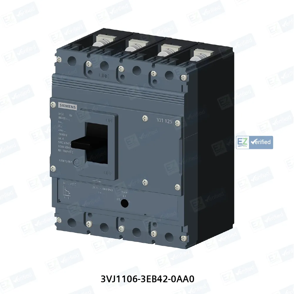 Siemens Sinova 3VJ11 MCCB 63 A, 4 Pole, 25 kA, Adjustable Overload & Fixed Short Circuit Settings, Thermal Magnetic Trip Unit (ATFM)