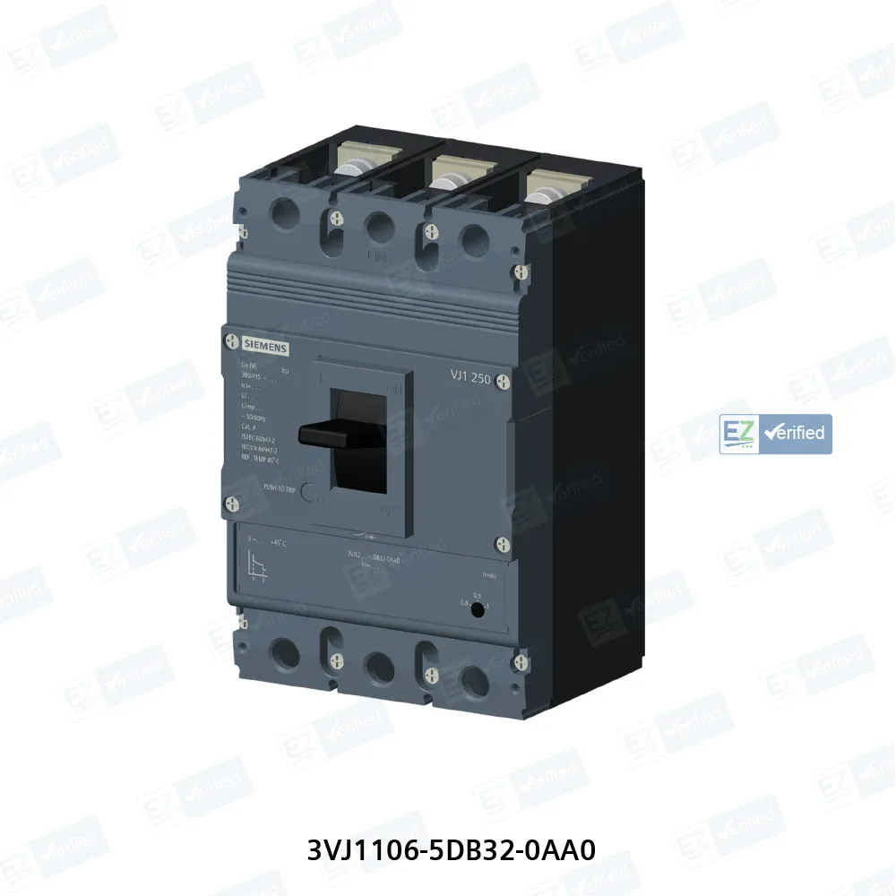 Siemens Sinova 3VJ1 MCCB 63 A, 3 Pole, 36 kA, Adjustable Overload & Fixed Short Circuit Settings, Thermal Magnetic Trip Unit (ATFM)