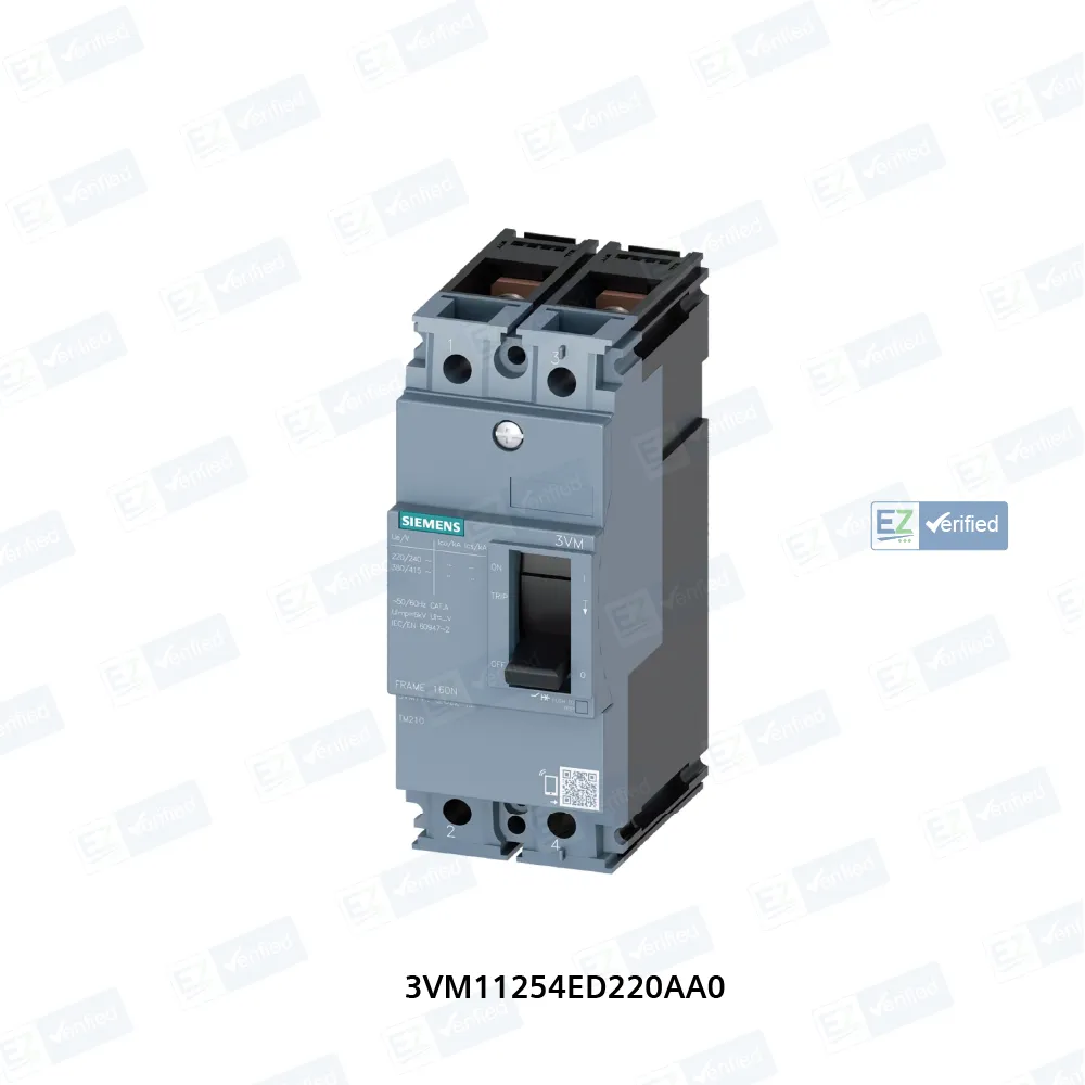 Siemens 3VM 3VM11254ED220AA0 MCCB, 25 Amp, 2 Pole, 36 kA, Fixed Thermal Fixed Magnetic (FTFM)
