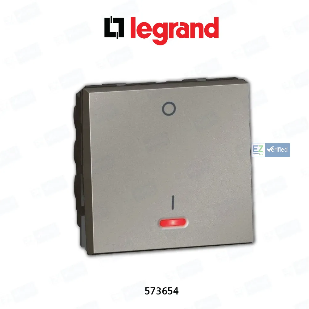 Legrand Arteor 573654 DP Switch with Indicator 20 Amp 2 Modules 1 Way Magnesium