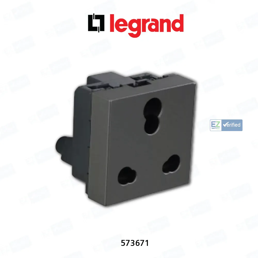 Legrand Arteor 573671 Twin Socket With Safety Shutter, 6/16 A, 2 Module,3 Pin, Magnesium 