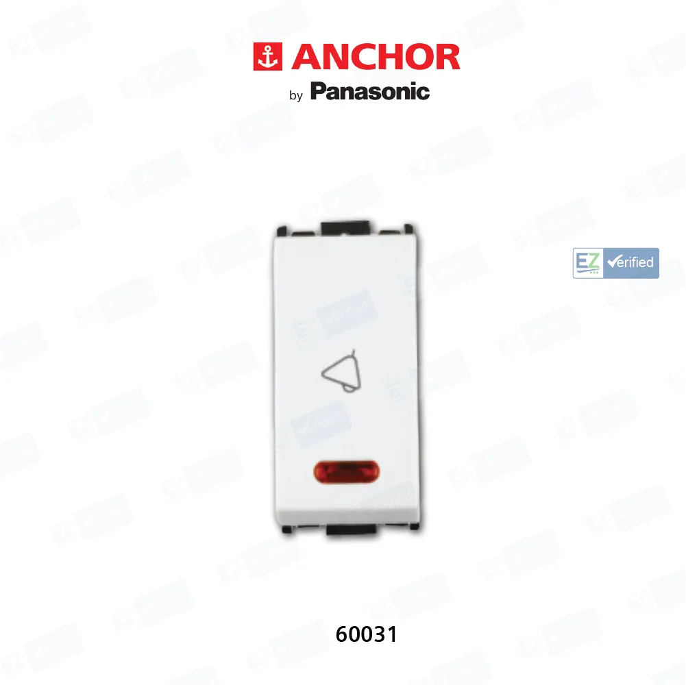 Anchor Woods 60031 SP Bell Push Switch with Indicator 6/10 Amp 1 Module White
