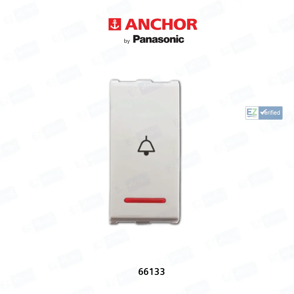 Anchor Roma Urban 66133 Bell Push Switch with Indicator, 6/10 Amp, 1 Module, White
