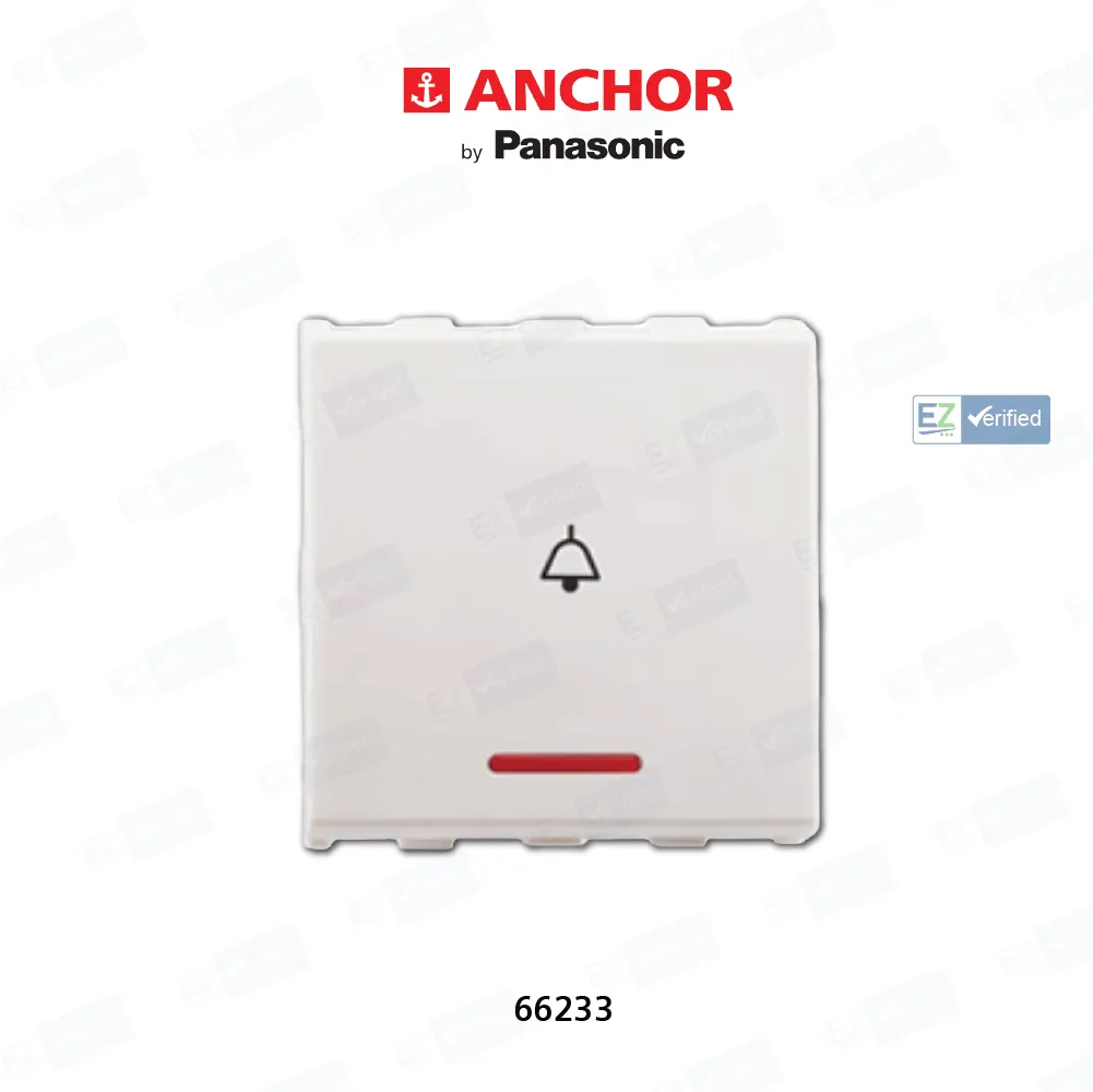 Anchor Roma Urban 66233 Bell Push Switch with Indicator, 6/10 Amp, 2 Modules, White
