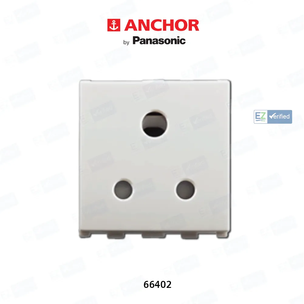 Anchor Roma Urban 66402 Socket With Safety Shutter, 6 Amp, 2 Module, White, 3 Pin
