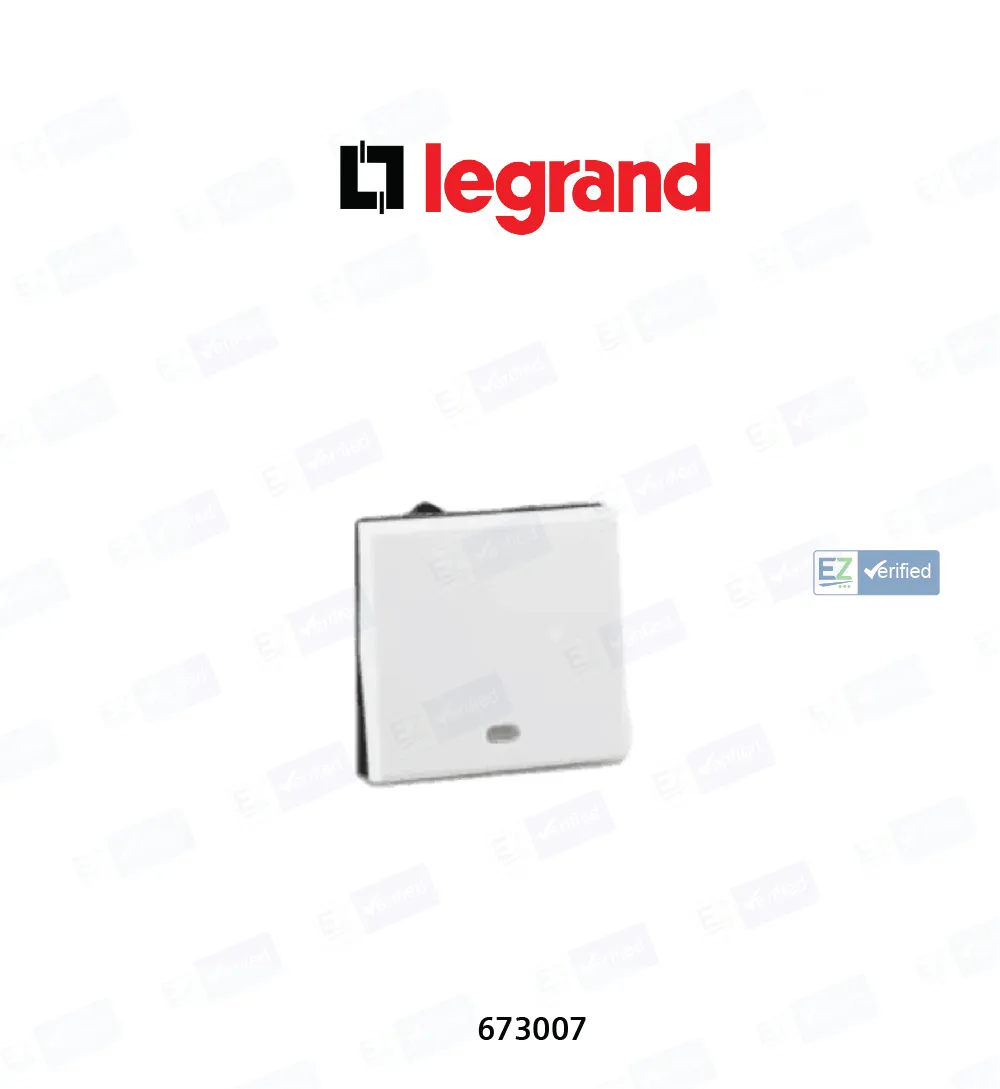 Legrand Myrius 673007 Switch with Indicator 6/10 Amp 2 Modules 1 Way White