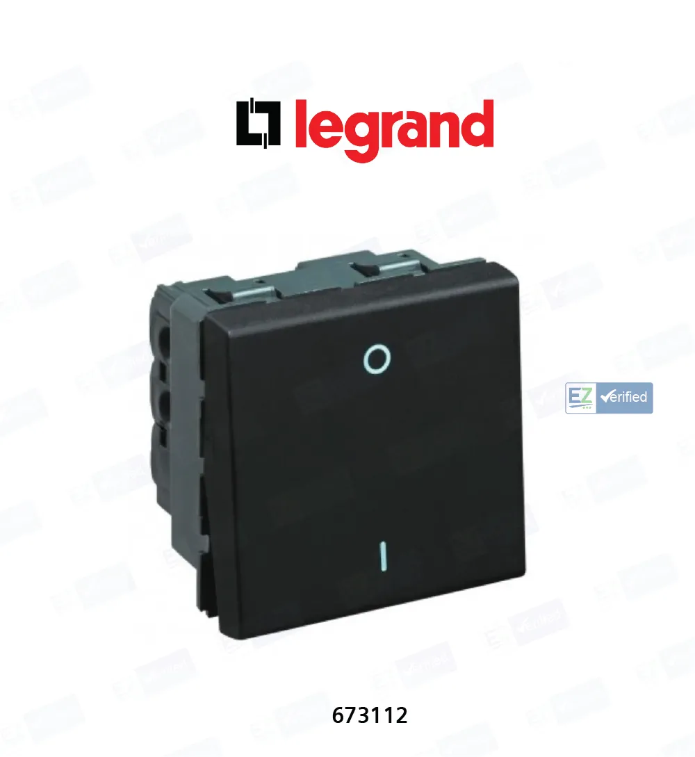 Legrand Myrius 673112 DP Switch  20 Amp 2 Modules  1 Way Black