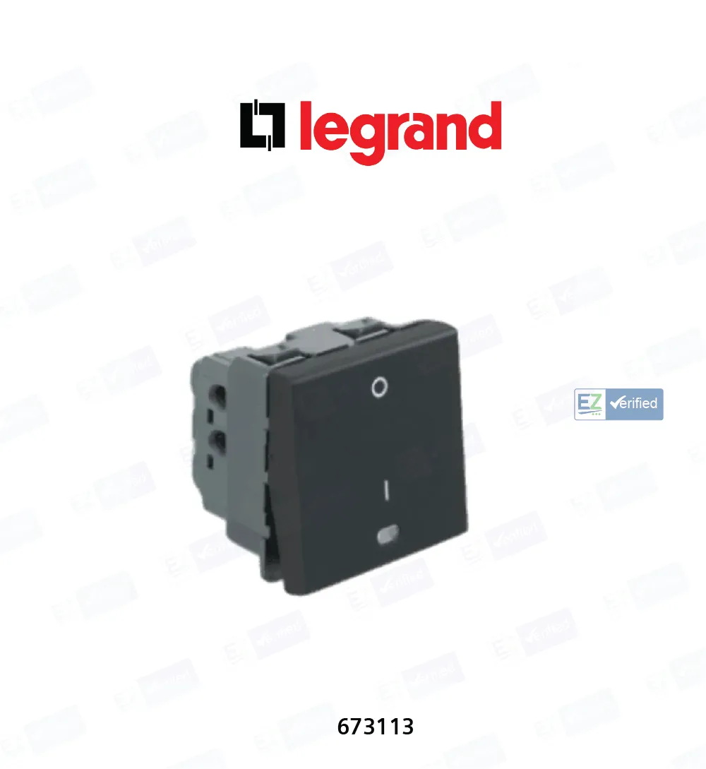 Legrand Myrius 673113 DP Switch with Indicator 20 Amp 2 Modules  1 Way Black