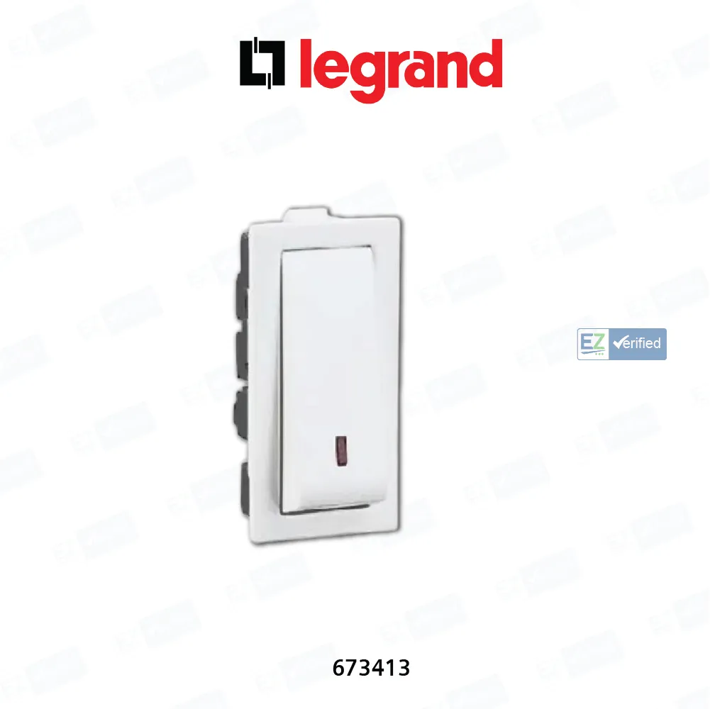 Legrand Britzy 673412 Switch, 16 Amp, 1 Module, 2 Ways, White