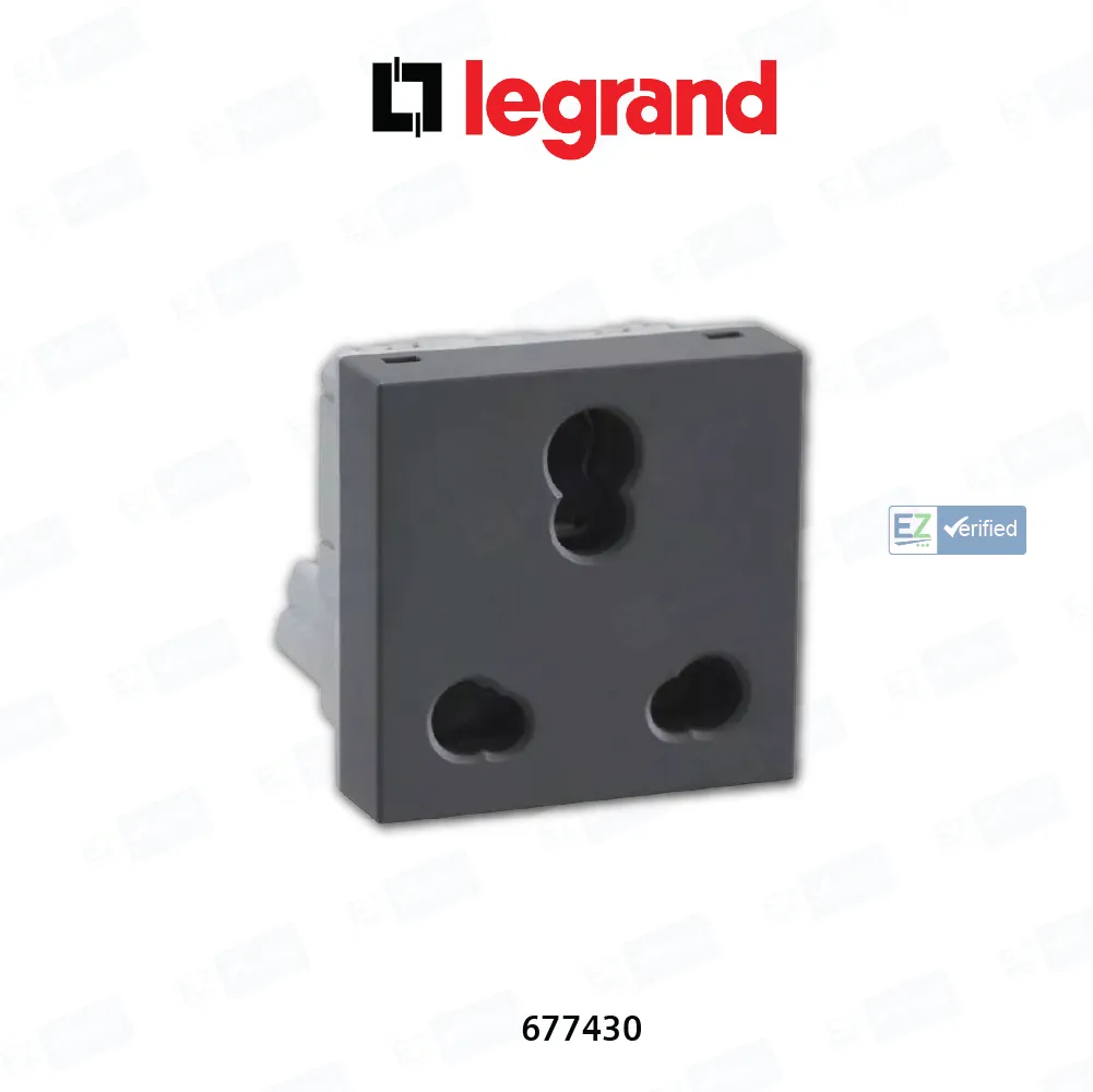 Legrand Lyncus 677430 6/16 Amp, 2 Module, Chic Grey Socket  