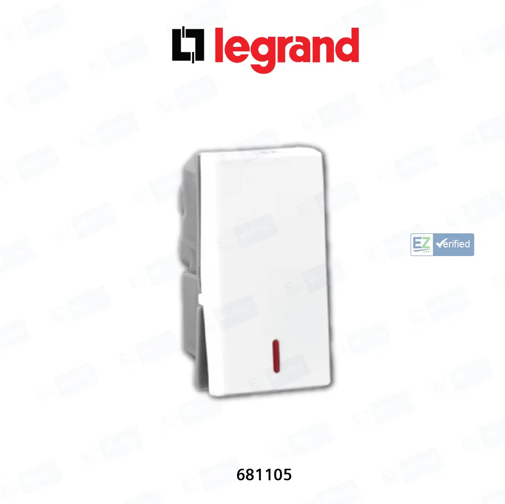 Legrand Allzy 681105 Switch with Indicator 16 Amp 1 Module White