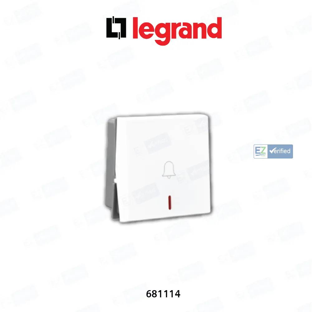 Legrand Allzy 681114Bell Push  Switch with Indicator 6/10 Amp 2 Modules White