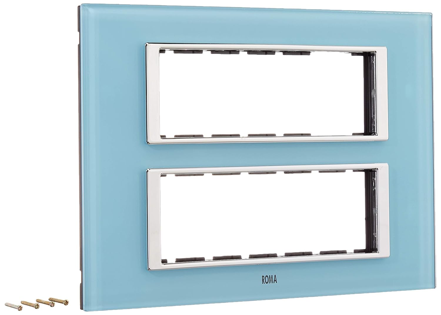 Anchor Roma Urban Glass Cover Plate 12 Module, Aqua Blue, With Support Frame