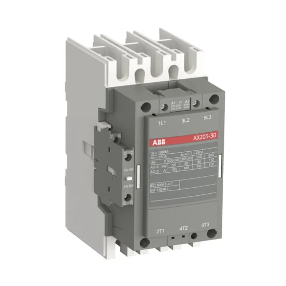 ABB Power Contactor AC3: 205 A AC1: 275A 3 Pole 220-230 V AC 1 NO+1 NC 1SFL501074R8011