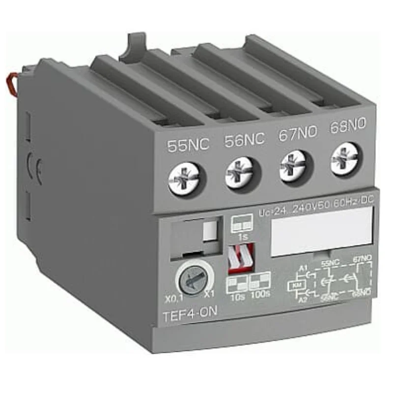 ABB TEF4 On Delay Electronic Timer 24-240 V AC/DC 1 NO + 1 NC 0.1-1 Sec 1-10 Sec & 10-100 Sec Suitable For AF09-96 Contactor 1SBN020112R1000