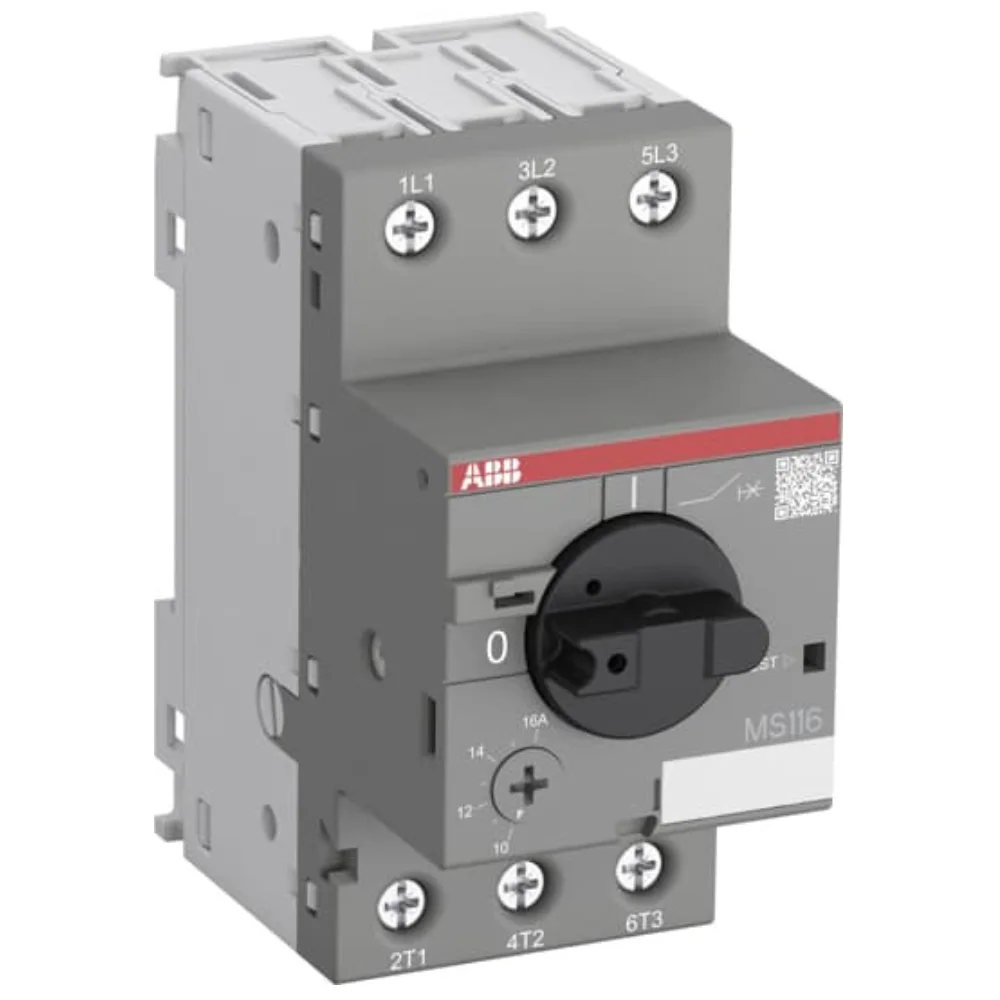 ABB DOL Manual Motor Starter 0.1 - 0.16 A 50 kA O/L S/C & Phase Loss Protection Thermal And Electromagnetic 1SAM250000R1001