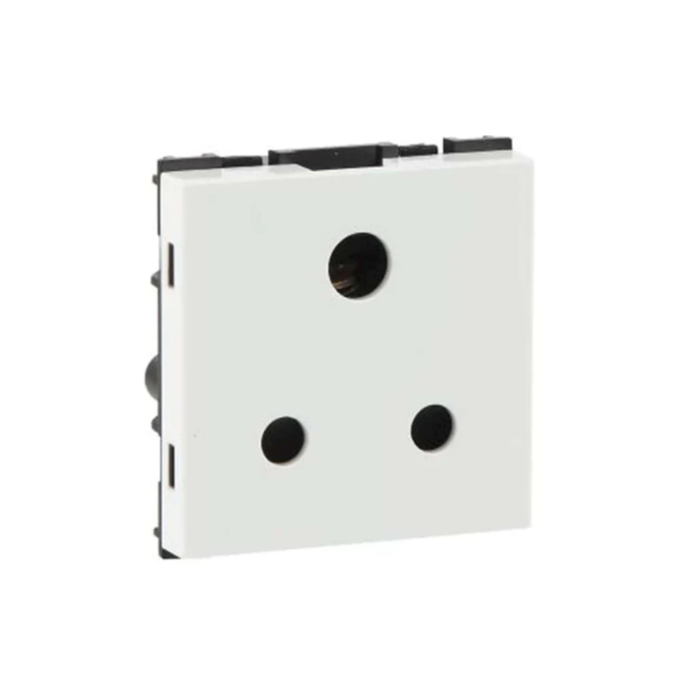 Havells Crabtree Murano White 3 Pin Round Socket 6 A 2 Module With Safety Shutter ISI Marking ACUKXXW063