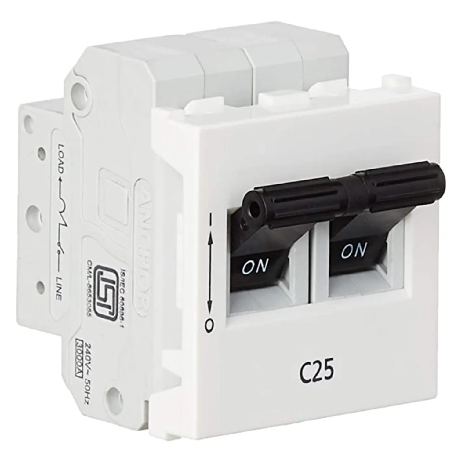 Anchor Uno Mini Modular MCB 25 A 2 Pole 3 KA C-Curve MCB 98079