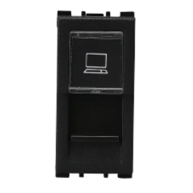 Anchor Vision Black Computer Outlet RJ 45 (Cat 6) 1 Module Single Jack WIM24886B