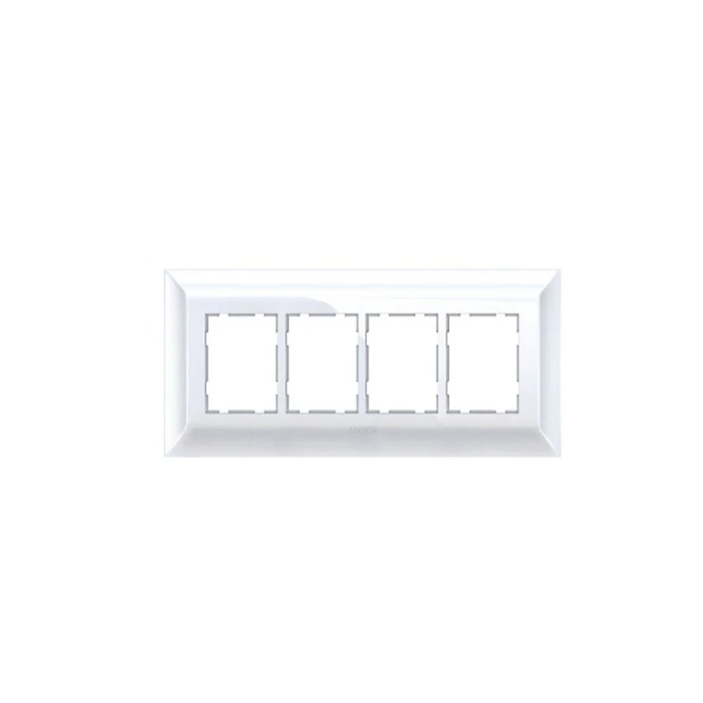 Anchor Ziva White Two Plate Design Cover Plate 8 Module Horizontal With Base Frame 68908