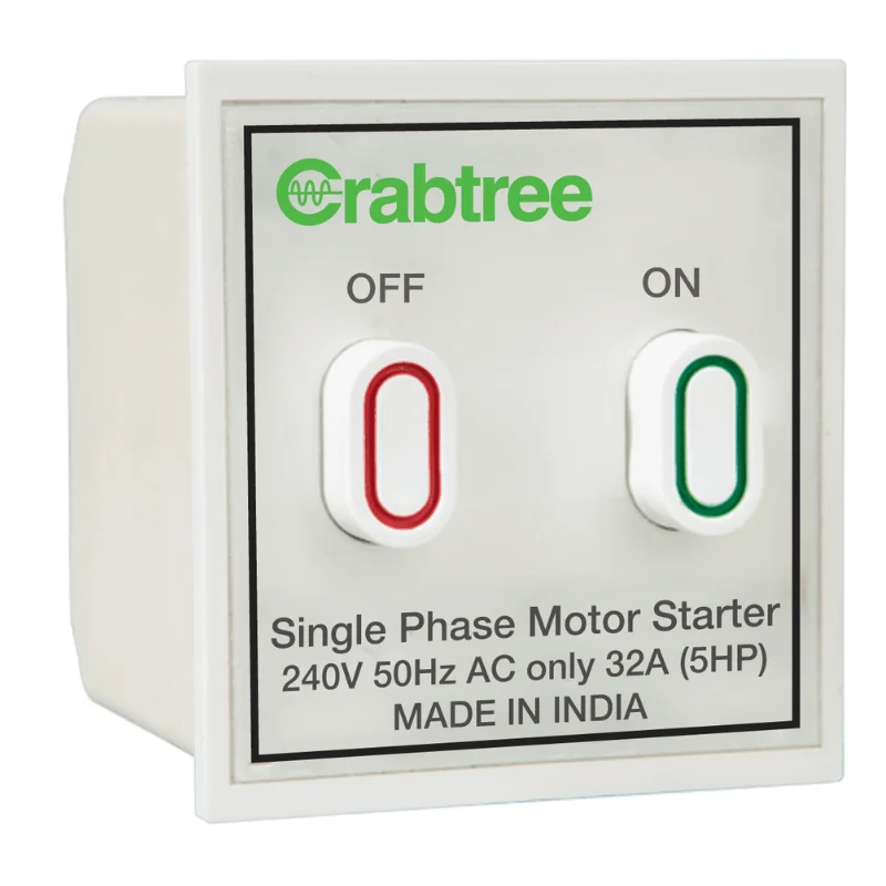 Crabtree Athena Motor Starter Switch Chalk White 32 A ACASMXW321