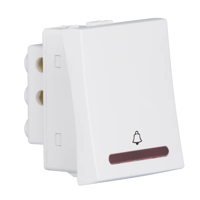 Crabtree Athena Chalk White Mega Bell Push Switch 10 A1 Module With Indicator ACAMBIW100