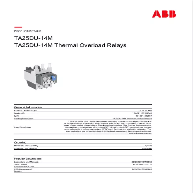 Download ABB Overload Relay Catalogue PDF
