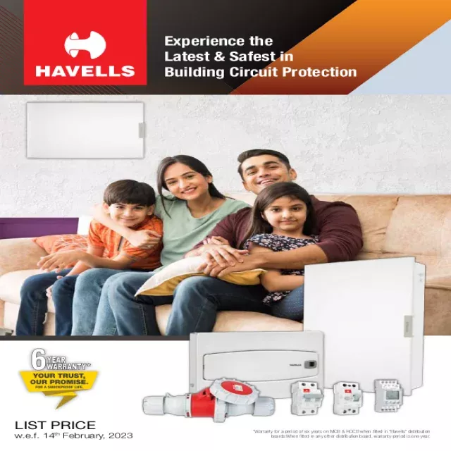 Havells Switchgear, Distribution Board & other Products Price List PDF