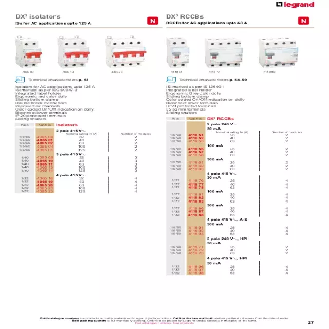Legrand Electrical Products Price List & Technical Data Sheet Catalogue