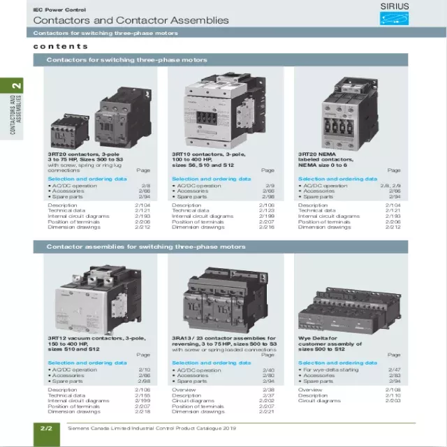 Download Siemens Sirius 3RT Power Contactor Catalogue PDF