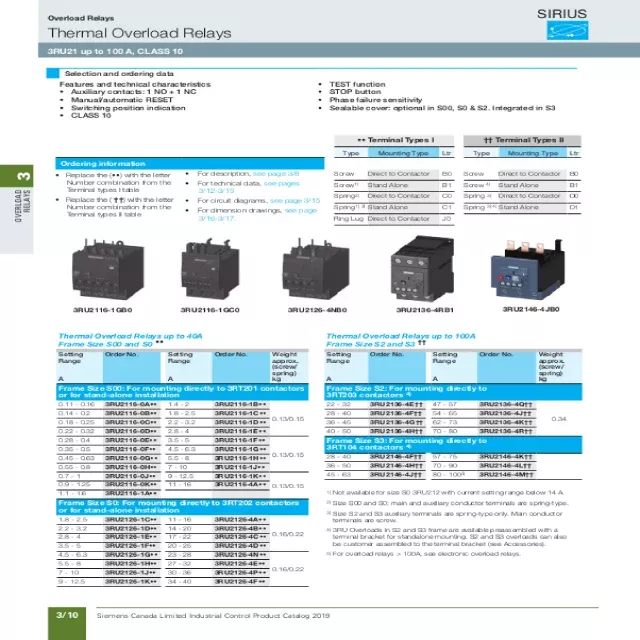 Download Siemens Sirius 3RU Overload Relay Catalogue PDF |Eleczo.com