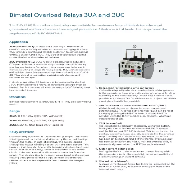 Download Siemens 3UA Overload Relay Catalogue PDF |Eleczo.com
