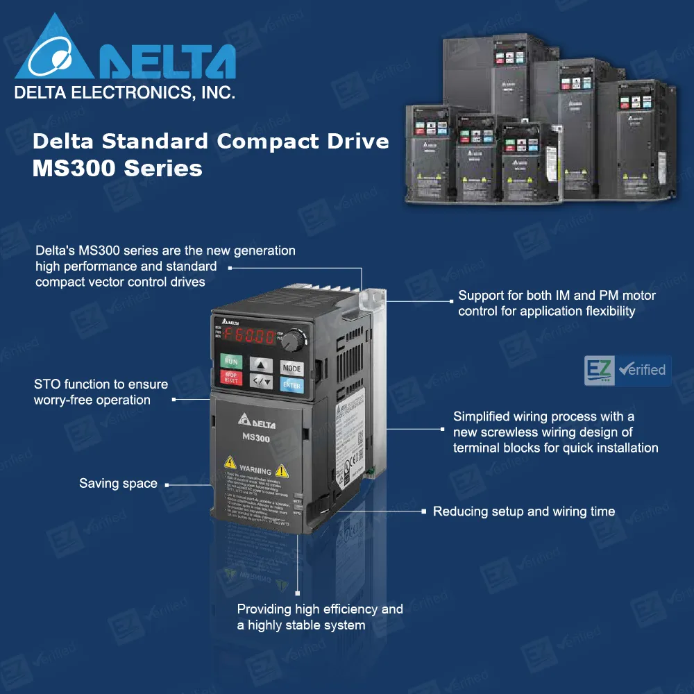 Delta MS 300 VFD38AMS43ANSAA, 18.5 kW / 25 HP VFD AC Drive, 3