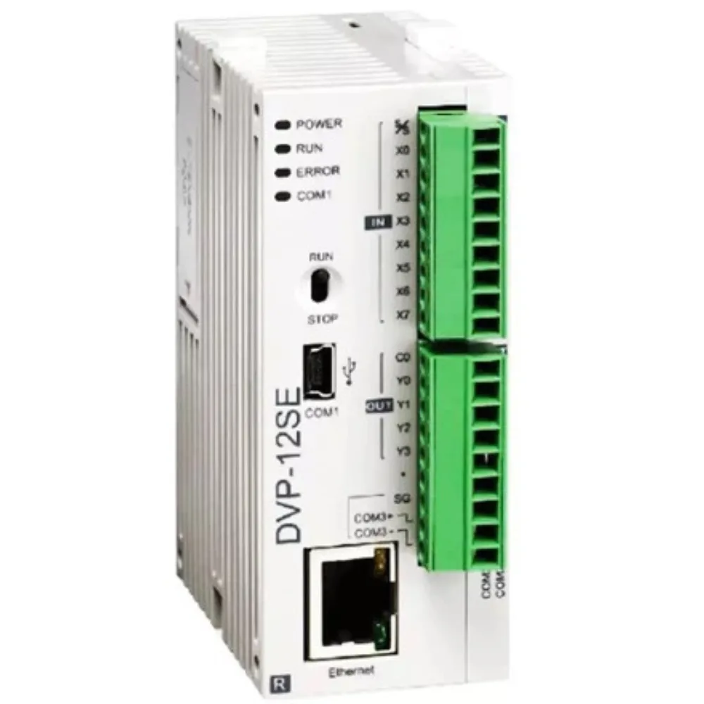 Delta (DVP-S Series) PLC Main Unit 32-bit CPU with 16k Steps 8 Digital Inputs and 4 Digital Outputs - Transistor (NPN) USB 1 RS-232 2 RS-485 and Ethernet Ports Power Supply 24V DC