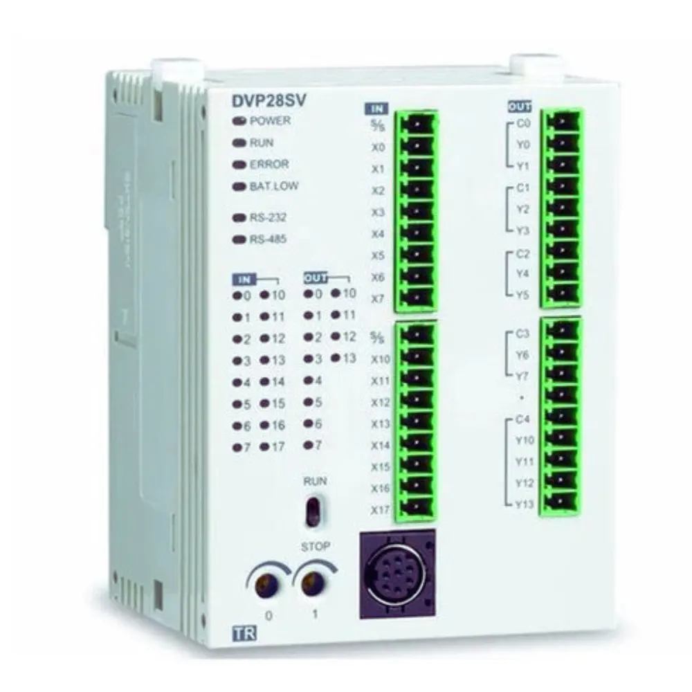 Delta (DVP-S Series) PLC Main Unit 32-bit CPU with 30k Steps 16 Digital Inputs and 12 Digital Outputs - Relay RS-232 and RS-485 Ports Power Supply 24V DC DVP28SV11R2