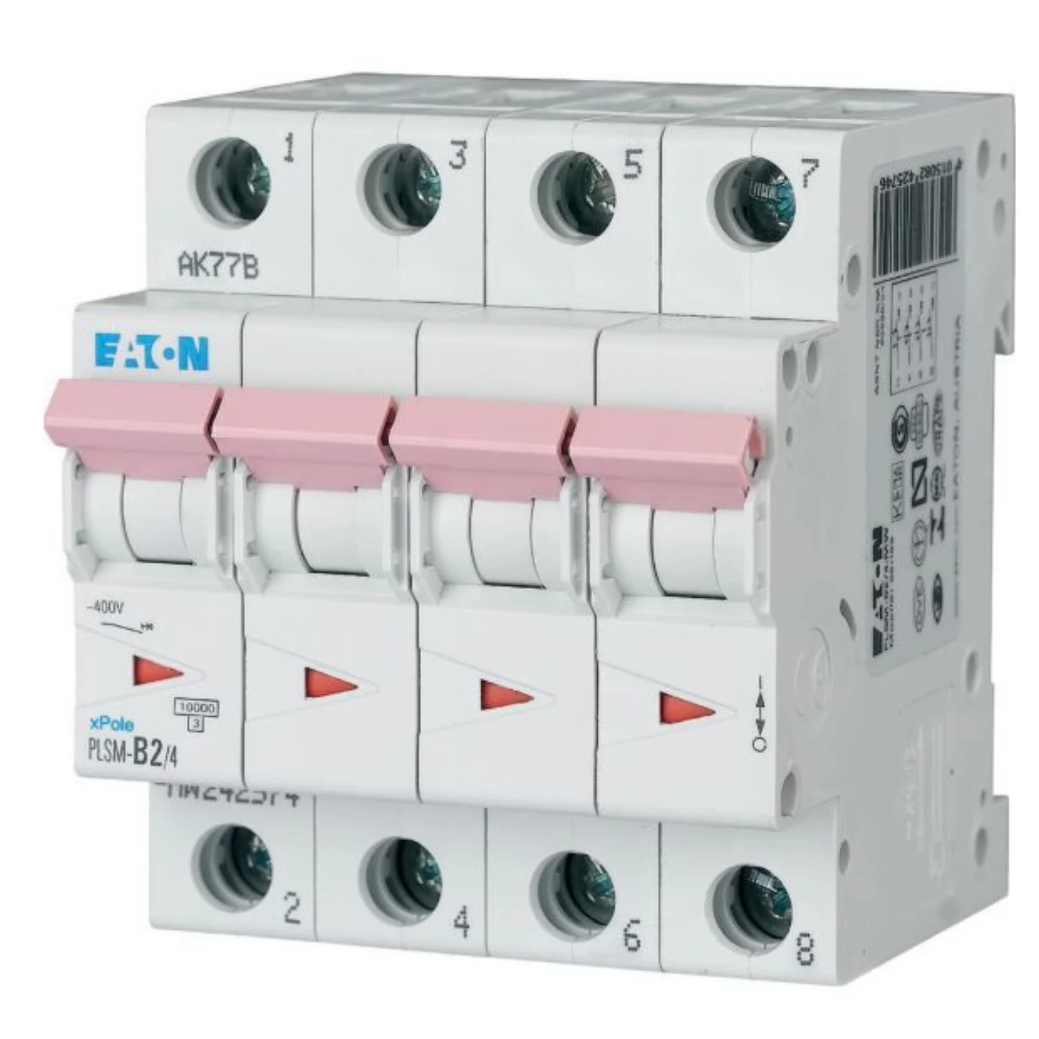 Eaton PLSM MCB 2 A 4 Pole 10 KA C-Curve MCB PLSM-C2-4