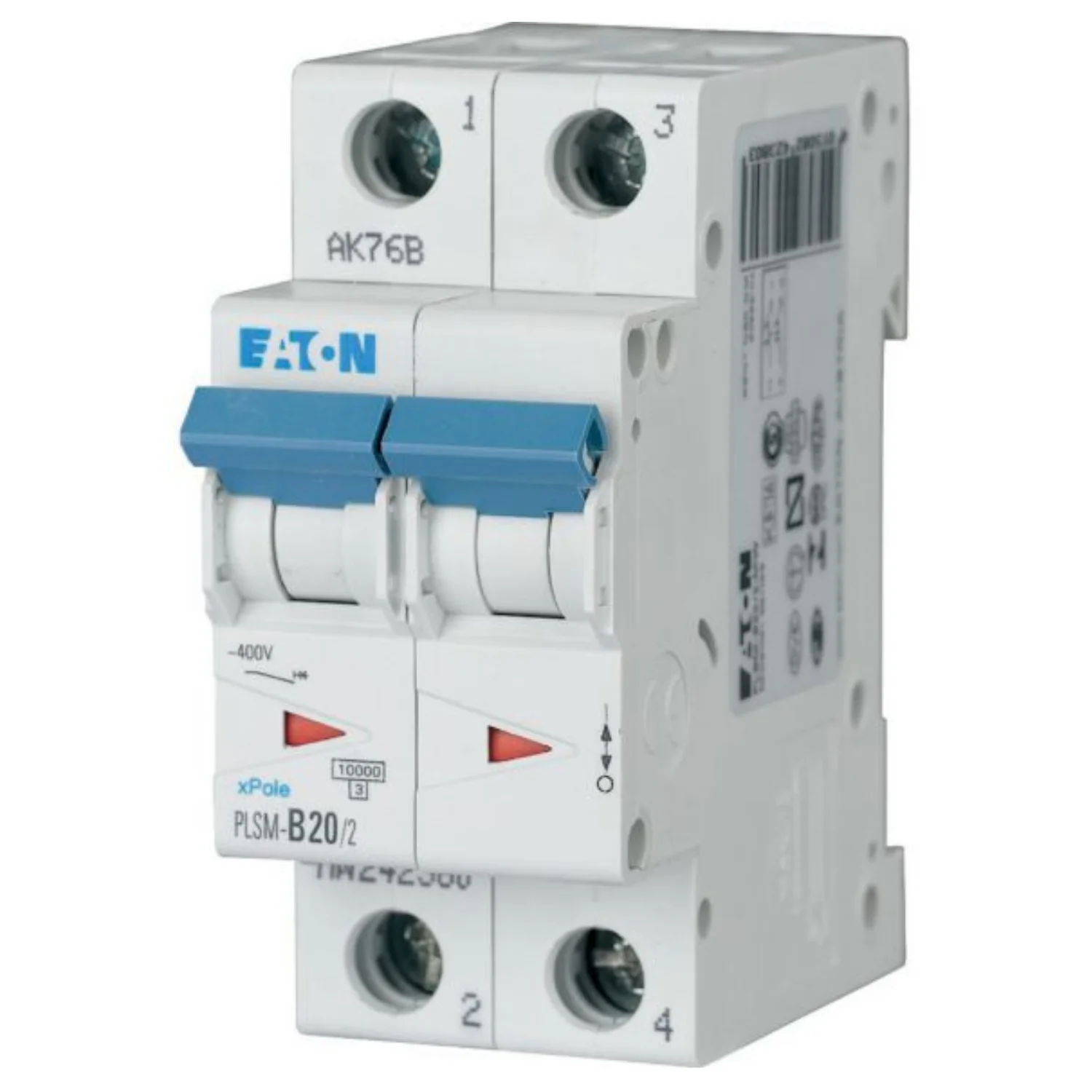 Eaton PLSM MCB 20 A 2 Pole 10 KA C-Curve MCB PLSM-C20-2