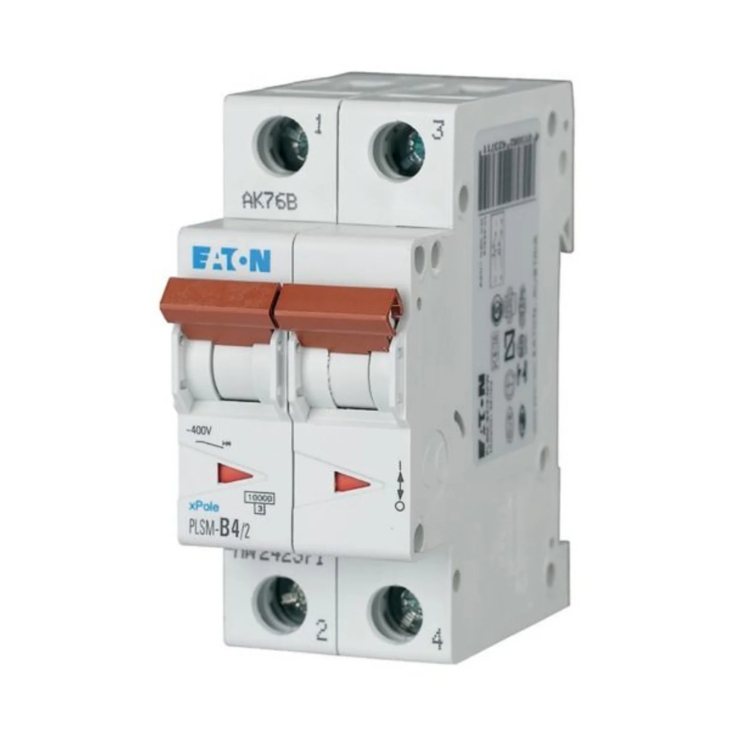 Eaton PLSM MCB 4 A 2 Pole 10 KA C-Curve MCB PLSM-C4-2