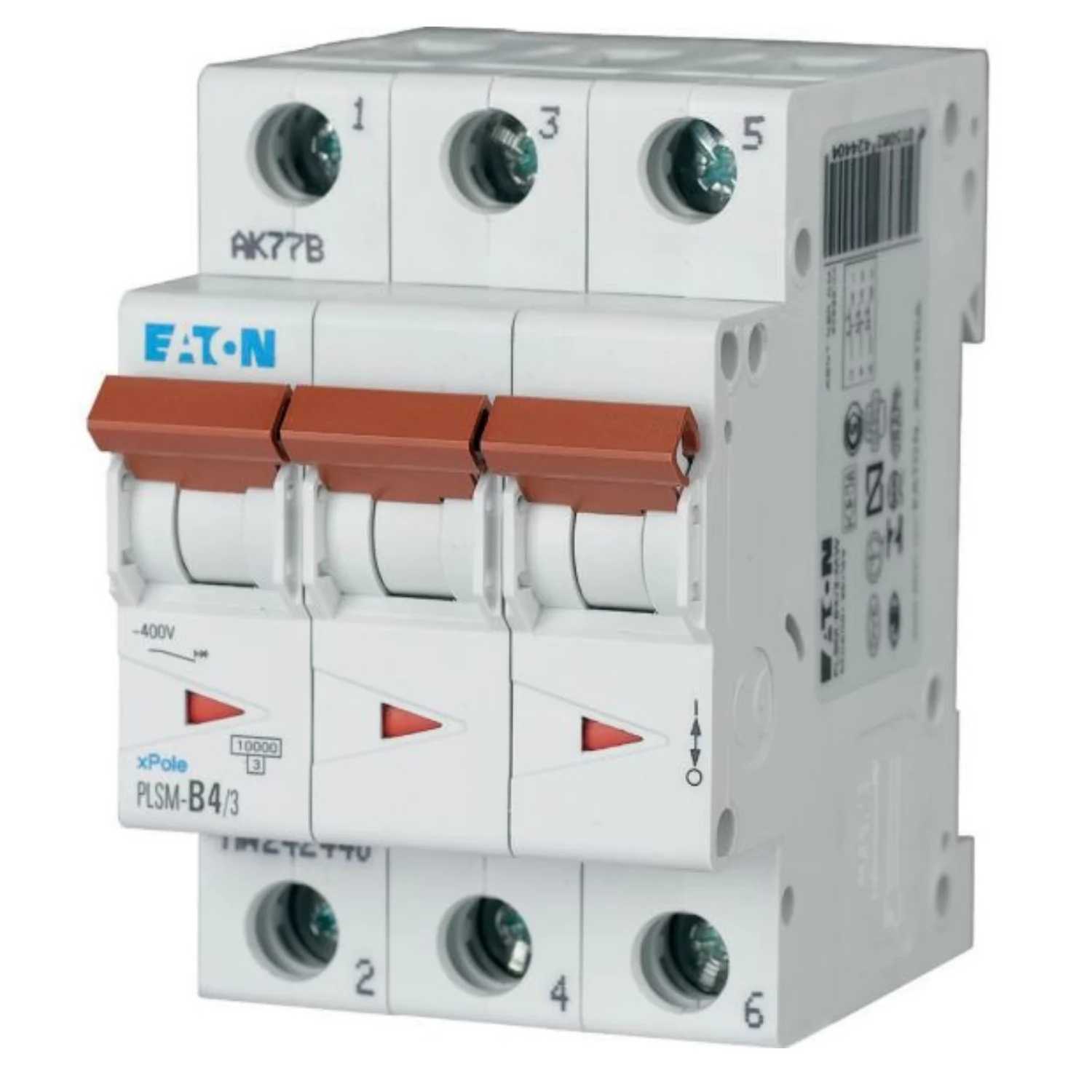 Eaton PLSM MCB 4 A 3 Pole 10 KA C-Curve MCB PLSM-C4-3