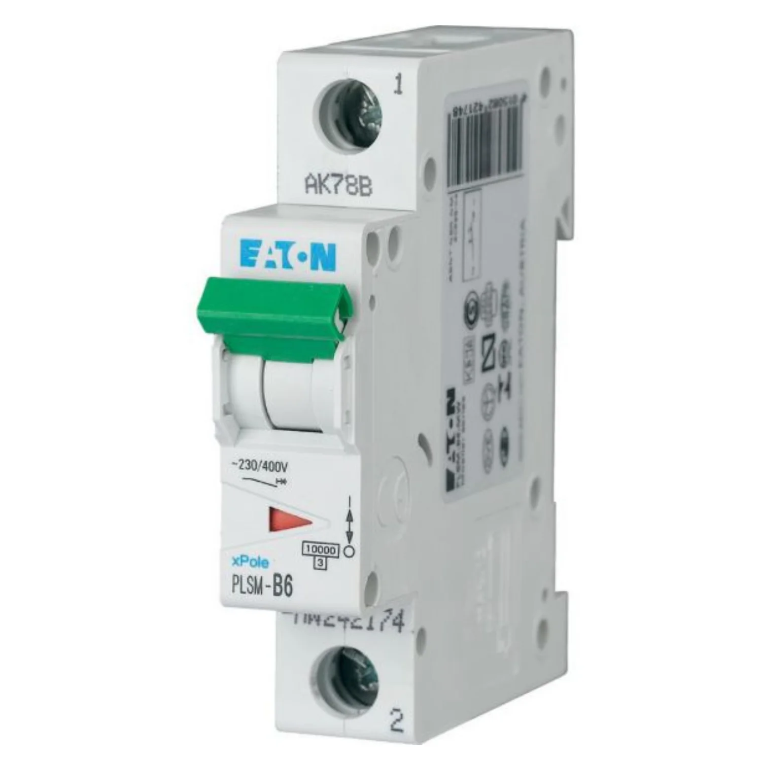 Eaton PLSM MCB 6 A 1 Pole 10 kA C-Curve MCB PLSM-C6