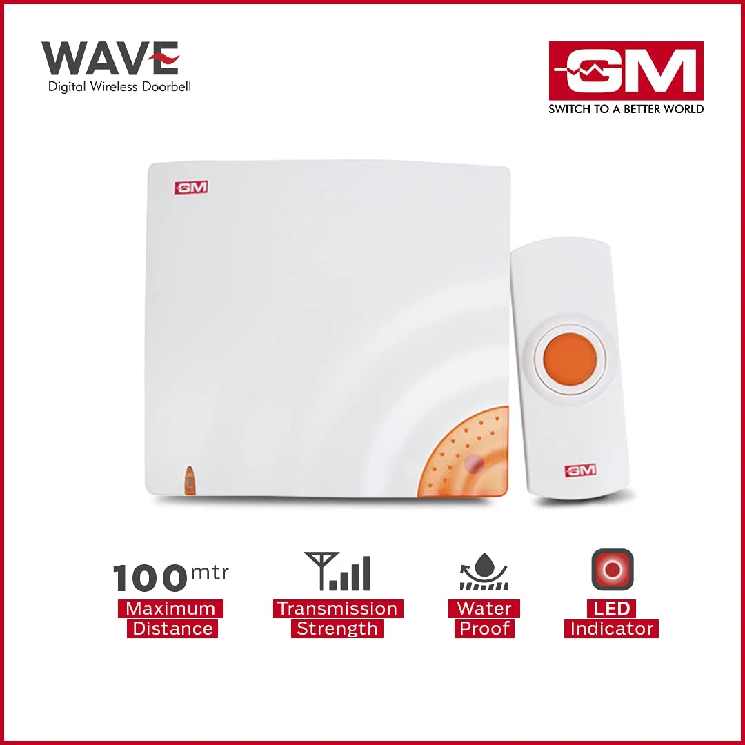 GM Modular G-Magic Wave Wireless Digital Door Bell, With Flashing Light
