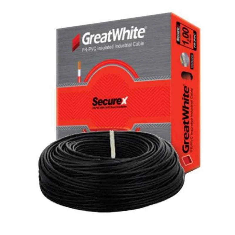 Great White 1 Sq.mm Single Core Copper Flexible Cable Black PVC FR (Flame Retardant) GWFR1SQCUFLBK