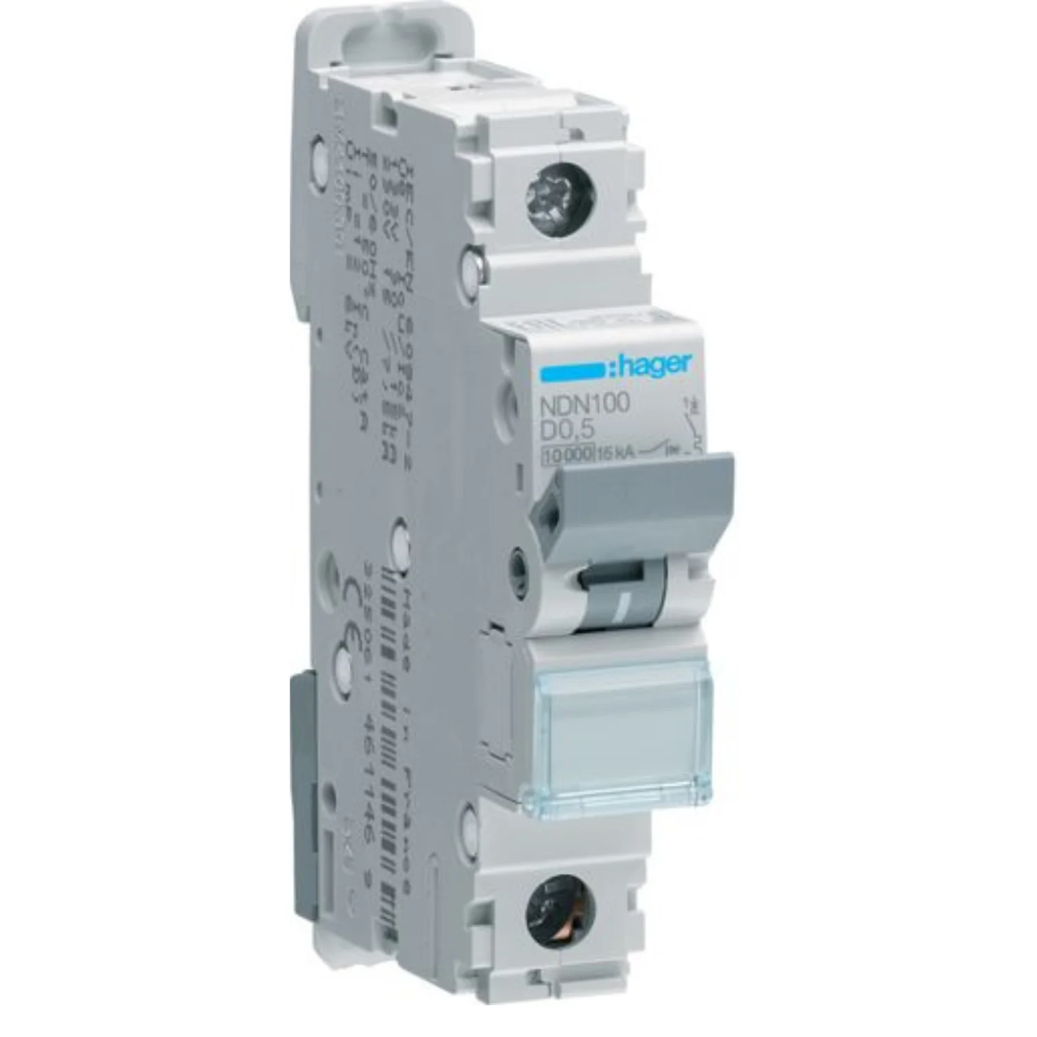 Hager h3 MCB 0.5 A 1 Pole 10 kA D-Curve MCB NDN100N